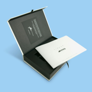 Bespoke luxury branded promotional presentation boxes, magnetic boxes, document covers & metal edge boxes. Designed and built by Trusty Boxes, Sydney, Australia.