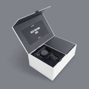 Custom made luxury branded product presentation boxes, magnetic closure boxes, luxury gift boxes, real estate settlement boxes. Designed and built by Trusty Boxes, Sydney, Australia.