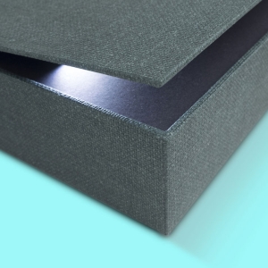 Bespoke luxury branded promotional presentation boxes, magnetic boxes, document covers & metal edge boxes. Designed and built by Trusty Boxes, Sydney, Australia.